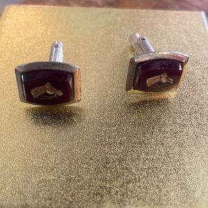 Vintage cuff links with embossed horse